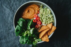 Bowl vegan Spinat-Hummus