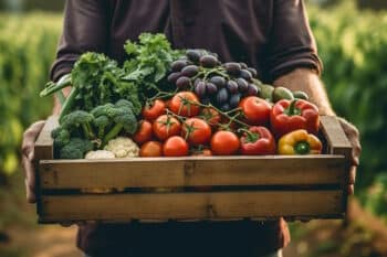 Studie Nachhaltigkeit Einkaufen Bauer Holzkiste Bio Obst Gemüse
