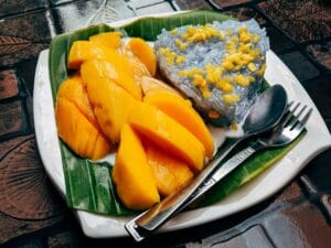 Mango Sticky Rice thailändischer süßer Snack
