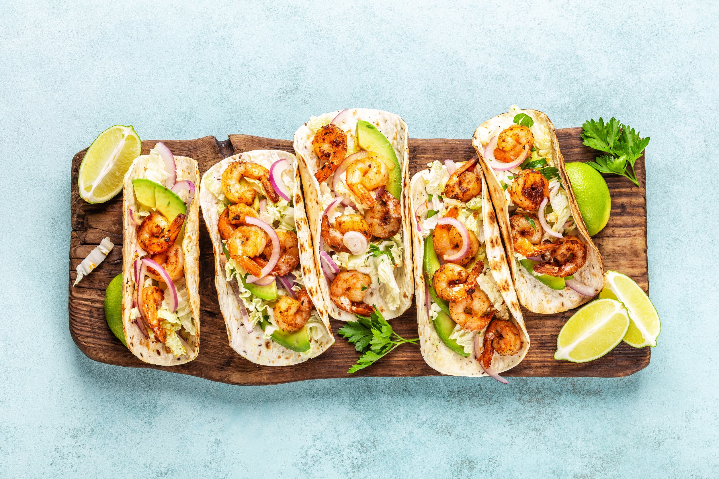 Wraps-Tacos mit Seafood Shrimps