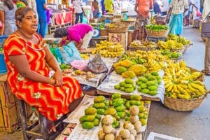 Länderspezial Sri Lanka Frau Obstmarkt Gemüsemarkt